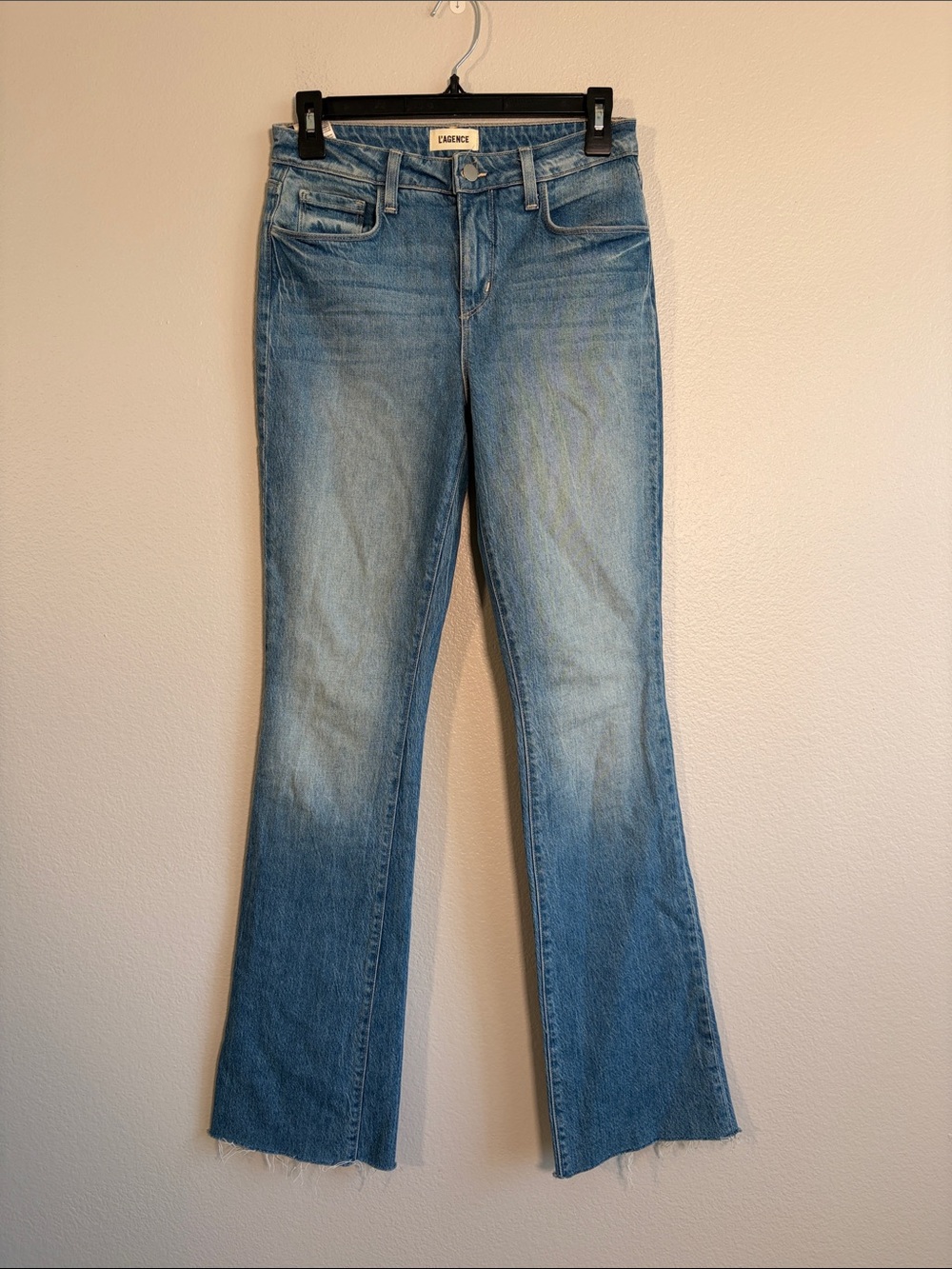 L’AGENCE Bootcut Flare Raw Hem Jeans in Medium Wash - 26
